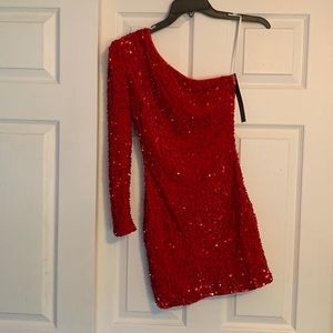 Red sequin dress